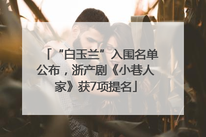 “白玉兰”入围名单公布，浙产剧《小巷人家》获7项提名