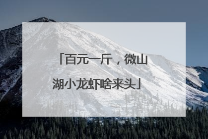 百元一斤，微山湖小龙虾啥来头