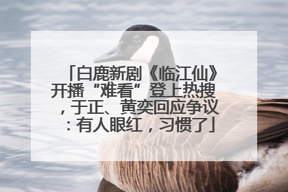 白鹿新剧《临江仙》开播“难看”登上热搜，于正、黄奕回应争议：有人眼红，习惯了