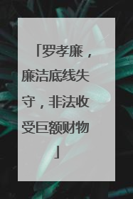 罗孝廉，廉洁底线失守，非法收受巨额财物