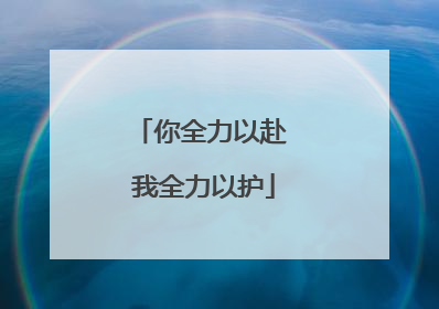 你全力以赴 我全力以护