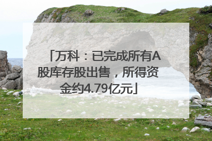 万科：已完成所有A股库存股出售，所得资金约4.79亿元