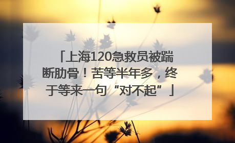 上海120急救员被踹断肋骨！苦等半年多，终于等来一句“对不起”