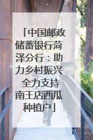 中国邮政储蓄银行菏泽分行：助力乡村振兴 全力支持南王店西瓜种植户