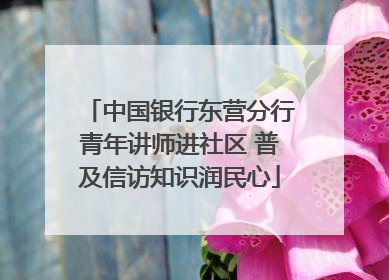 中国银行东营分行青年讲师进社区 普及信访知识润民心