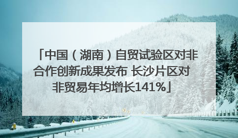 中国（湖南）自贸试验区对非合作创新成果发布 长沙片区对非贸易年均增长141%