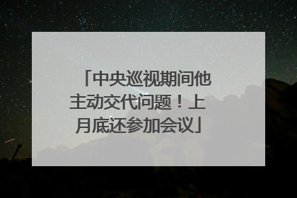 中央巡视期间他主动交代问题！上月底还参加会议