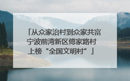 从众家治村到众家共富 宁波前湾新区傅家路村上榜“全国文明村”