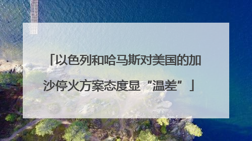以色列和哈马斯对美国的加沙停火方案态度显“温差”