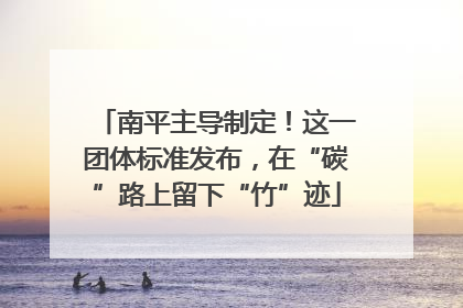 南平主导制定！这一团体标准发布，在“碳”路上留下“竹”迹