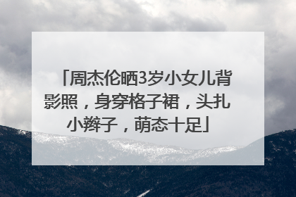 周杰伦晒3岁小女儿背影照，身穿格子裙，头扎小辫子，萌态十足