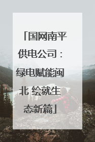 国网南平供电公司：绿电赋能闽北 绘就生态新篇