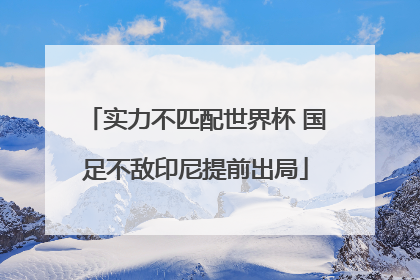实力不匹配世界杯 国足不敌印尼提前出局