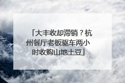 大丰收却滞销？杭州餐厅老板驱车两小时收购山地土豆