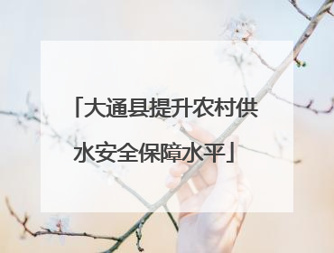 大通县提升农村供水安全保障水平