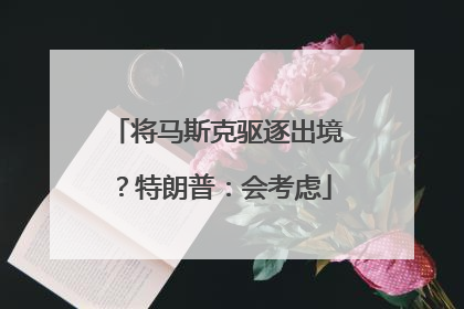 将马斯克驱逐出境？特朗普：会考虑