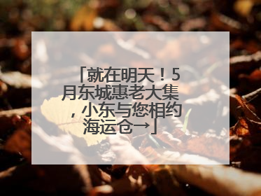 就在明天！5月东城惠老大集，小东与您相约海运仓→