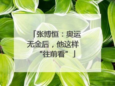 张博恒：奥运无金后，他这样“往前看”