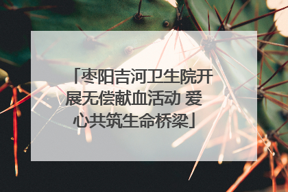 枣阳吉河卫生院开展无偿献血活动 爱心共筑生命桥梁
