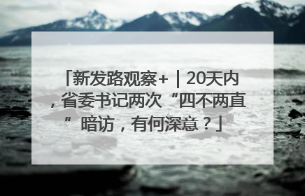 新发路观察+｜20天内，省委书记两次“四不两直”暗访，有何深意？