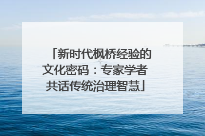 新时代枫桥经验的文化密码：专家学者共话传统治理智慧