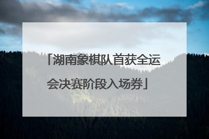 湖南象棋队首获全运会决赛阶段入场券