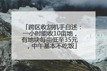 跨区收割机手自述：一小时能收10亩地，有地块每亩低至35元，中午基本不吃饭