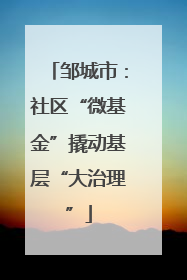 邹城市：社区“微基金”撬动基层“大治理”