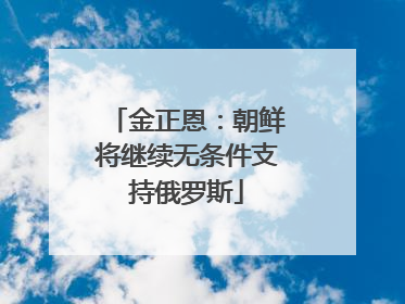 金正恩：朝鲜将继续无条件支持俄罗斯