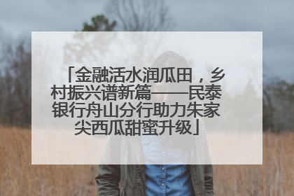 金融活水润瓜田，乡村振兴谱新篇——民泰银行舟山分行助力朱家尖西瓜甜蜜升级