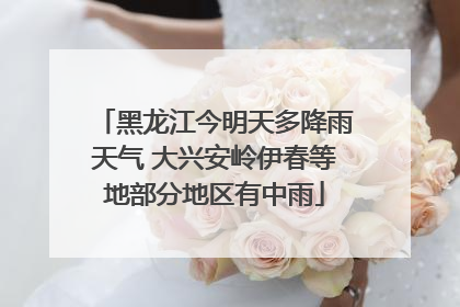 黑龙江今明天多降雨天气 大兴安岭伊春等地部分地区有中雨