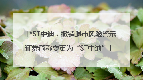 *ST中迪：撤销退市风险警示 证券简称变更为“ST中迪”
