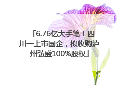 6.76亿大手笔！四川一上市国企，拟收购泸州弘盛100%股权